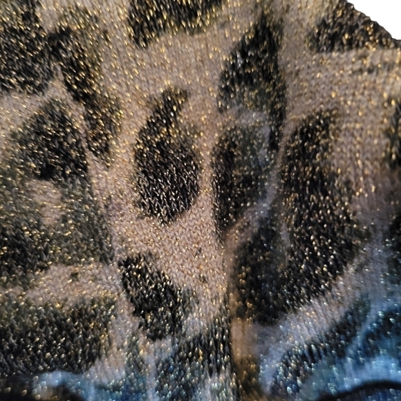 INC Mock Short Sleeve Cow Neck Size M Metallic Snake Print - Picture 2 of 3